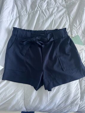 Ci Sono Navy High-Waist Tie-Front Shorts